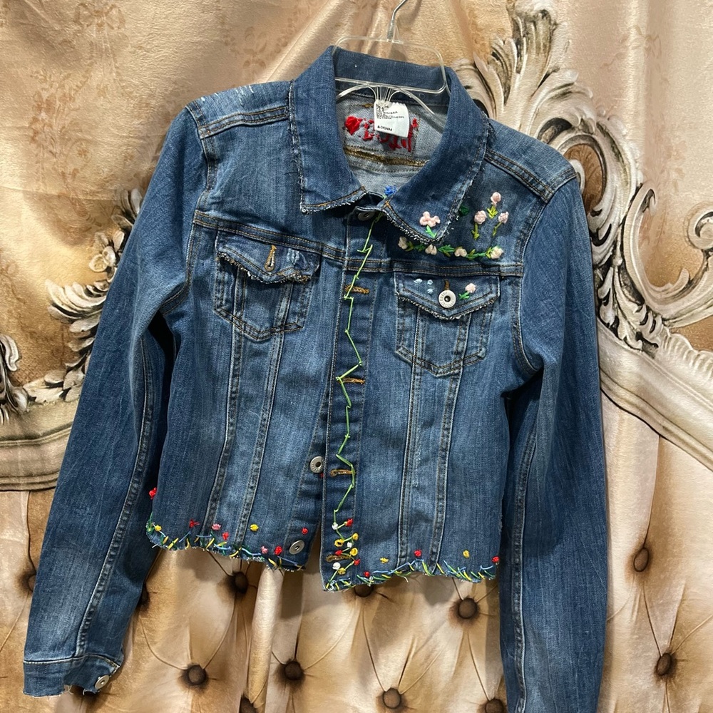 Personalized Distressed Denim Jacket - image 1
